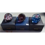 3 limited edition Caithness paperweights - Marooned with certificate, 40, and Space Traveller with