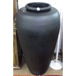 A large lacquered bamboo floor vase, black overpainted, with maker's marks to base, H118cm