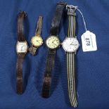 A gent's Certina Bristol 230 chrome-cased wristwatch, a Kendal & Dent silver-cased wristwatch, and a