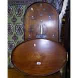 An Edwardian mahogany oval 2-handled tea tray, and a Vintage bagatelle board