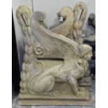 A pair of large composite winged mythical figures, H105cm
