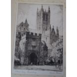 5 19th century etchings, Notre Dame, Rye Landgates, York etc, signed