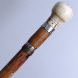 An 18th century sword stick, with steel locking clip and ivory handle, the engraved blade reading