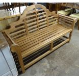 A teak Lutyen design garden bench, L165cm