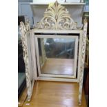 A cream painted 3-fold dressing table mirror