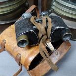 Antique leather-cased binoculars