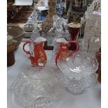 2 crystal decanters, golf trophy set, German vase etc