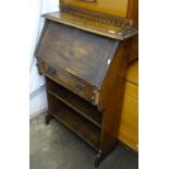 An Art Nouveau oak student's bureau, W70cm