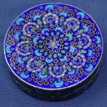 A Continental 925 silver and enamel circular box