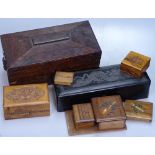 A sarcophagus box, a cigarette box, glove boxes etc