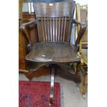 1920s oak swivel desk chair