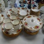 Royal Albert Old Country Roses dinner service, including sauce boat and stand, and vegetable tureen