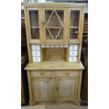 An Antique European pine 2-section kitchen dresser, with fitted ceramic drawers, W108cm, H190cm