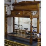A 1920s oak hall stand with single drawer, W92cm