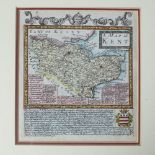 5 framed Antique maps, including Essex, Kent, British Isles, and 4 monochrome engravings, streets of