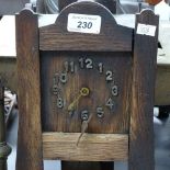 American Arts and Crafts oak mantel clock, 14.75"