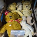 4 Vintage teddy bears, a toy squirrel, and a monkey