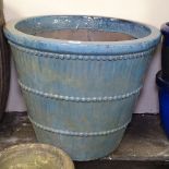 An azur blue glazed garden plant pot, W63cm