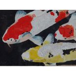 Clive Fredriksson, oil on board, Koi Carp, image size 12" x 30", framed