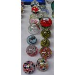 16 various glass paperweights, including Caithness