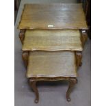 A French oak nest of 3 occasional tables, W55cm
