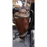 A Victorian Ash's copper Kaffee Kanne with burner on stand, height 18"