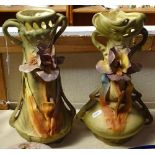 2 similar Royal Dux vases, 12.25"