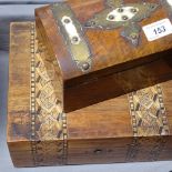 Inlaid writing slope, 9.75" across, and a dome-top tea caddy