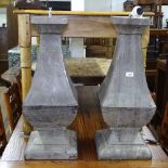 A pair of stylised stained wood floor/table lamps, H74cm