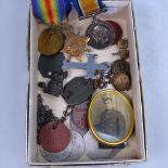 3 First World War medals to 35366 Corporal R E Opie, Royal Engineers, dog tags etc