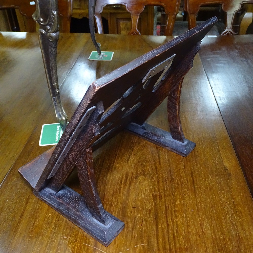 A Victorian Gothic carved oak table-top book rest - Image 2 of 2