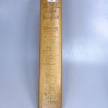A Stuart Surridge 1968 cricket bat, signed by the Rest of the World team, and County teams