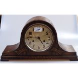 An oak-cased 2-train mantel clock, and an oak box