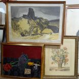 A collection of prints and pictures, needleworks etc