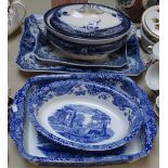 Spode Italian pattern oven to tableware dishes, tureen and meat plates