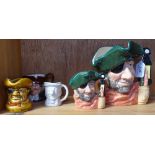 2 Royal Doulton smuggler character jugs, and 3 others