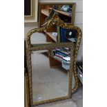 3 gilt-framed mirrors, tallest 34"