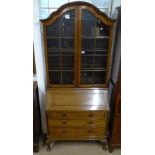 An Edwardian mahogany bureau bookcase, W92cm, H215cm