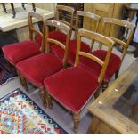 A set of 6 Victorian oak dining chairs on fluted legs