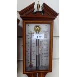 A Comitti inlaid mahogany barometer, 39.5" overall