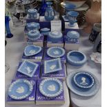Wedgwood blue Jasperware pots, vases etc