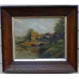L West, a pair of oil on canvases, river and landscape view, oak-framed