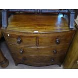 A 19th century mahogany bow-front 4-drawer chest on bracket feet, W90cm