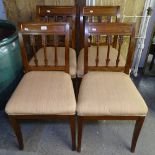 A set of 4 19th century mahogany and brass-banded dining chairs, with upholstered seats