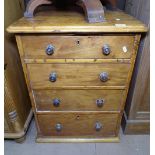 An Antique pine 4-drawer chest of narrow size, W55cm