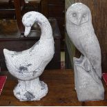 A composite garden study of an owl and a duck (2)