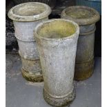 3 terracotta chimney pots/planters, tallest 64cm