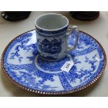 A Chinese blue and white mug, and a Japanese charger, 12"