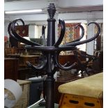 A stained beech bentwood hat and coat stand