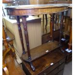 A Victorian mahogany oval 2-tier side table on turned legs, W80cm